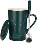 Bruntmor Constellation Mug Gift Set with Lid - Large Creative Astrology Tea Cups with Zodiac Design - Coffee Cup for Men & Women - Ideal Gifts for Friends, Parents, Teachers - Virgo