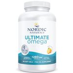 Nordic Naturals, Ultimate Omega-3, 1280mg, with EPA and DHA, High Dose, Lemon Flavour, 180 Softgels, Lab-Tested, Soy Free, Gluten Free, Non GMO