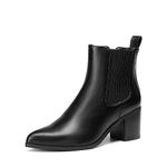 DREAM PAIRS Women's Retro Elastic Chelsea Ankle Boots Fashion Low Chunky Block Heel Pointed Toe Fall Heeled Booties Shoes, Black-pu, 8