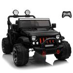 Kids Republic 2-Seater 24V Electric Ride-On Jeep with Full LED Lights, Parental Remote Control, MP3 Player, and 3 Speeds for Kids (24V Midnight Black)