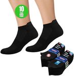 SOXCO 10-Pack Socks Men Women Running Ankle Socks Sports, Pack of 10 Pairs (Shoe Size: 12-15, Black)