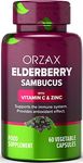 ORZAX Elderberry Capsules - Immune Support Supplement with Elderberry Vitamin C and Zinc - Antioxidants Supplement for Woman and Man (60 Vegetable Capsules)