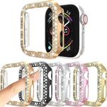 5Pack Compatible with Apple Watch Series 3/2/1 38mm Bling Case, Double Row Crystal Diamonds Protector Cover PC Plated Bumper Frame (5 Colors, 38mm)