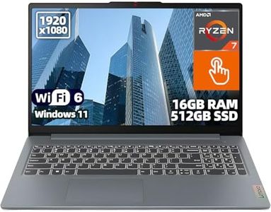 Lenovo IdeaPad Slim 3 15.6" FHD IPS Touchscreen Laptop, AMD Ryzen 7 5825U, 16GB DDR4 RAM, 512GB SSD, Windows 11 Home, Wi-Fi 6, USB-C, HDMI, Lightweight Student and Business Laptop