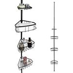 SortWise Adjustable Bathroom Constant Tension Corner Pole Caddy with 4 Positionable Storage Baskets for Shampoo, Conditioner, Soap