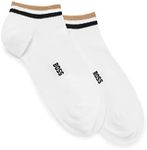 BOSS Mens 2P AS Uni stripe CC Two-pack of ankle-length socks with logo and signature stripe