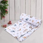 Trance Home Linen Pure Cotton Reversible Dohar Toddler Size | Ac Quilt For Babies | Infants - New Born Blanket | Soft Light-Weight Bed Blanket 0-4 Years Kids (140Cm X 100Cm - Orange Giraffe, 200 Tc)