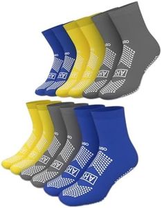 American Hospital Supply Grippy Socks | Hospital Socks Assorted Colors, One Size Fits Most, Polyester-Spandex Knit with Elastic Cuff | 6 Pairs of Non Skid Socks