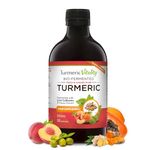 Bio-Fermented Turmeric Curcumin Supplement with Black Pepper & Ginger, Papaya Digestive Enzymes & Live Cultures (Peach)