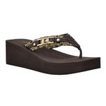 GUESS Women's Ediva Wedge Sandal, Brown 201, 8