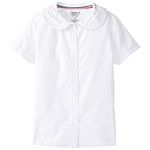 French Toast Girls' Short Sleeve Peter Pan Collar Blouse (Standard & Plus), White, 10