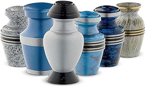 Fedmax Small Urns for Human Ashes Adult Male or Female - Mini Urns - Cremation Keepsakes with Velvet Box - Memorial Urn and Ash Storage (Blue & White, 13 Count)