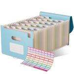 EcoStash Accordian File Organizer, 26 Pockets Wheat Straw Expanding File Folder, Monthly Bill Receipt Organizer, A-Z Tabs, 100% BPA Free, Return to Nature, Healthy Living, Letter/A4 Size - Sky Blue