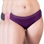 Kalyani Sensa Women Bikini Style Outer Elastic Low Waist Panties | Ash_Onion_Burgundy, L | Pack of 3