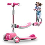 Unbreakable & Never Fall Down 2-in-1 Scooters Kids 3 Wheel Kick Scooter for Boys Girls Ages 3-14, Adjustable Height & Removable Seat, Widened Non-Slip Deck, More Safer for Beginner Toddlers