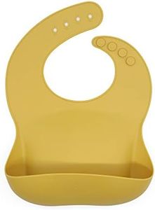 The Happy Stork Silicone Baby Bib with Food Catcher, Adjustable Fit Waterproof, Silicone Bibs for Girl, Boy, Infant and Toddlers Ages 6 to 36 Months