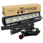 SKYWORLD LED Light Bar, 20 Inch 420W LED Off Road Lights Spot Flood Combo Work Driving Lamp with License Plate Mounting Bracket Holder 12V Toggle Switch Wiring Harness Kit for Truck Car ATV SUV 4X4