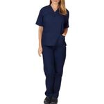 Sky Mens and Womens Hospital Doctors Scrub Trousers Top Set, Medical Doctor Uniform, Lightweight Fabric Medical Work Wear, Navy, L