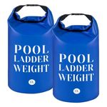 2 Pcs Universal Swimming Pool Ladder Weights- 500D PVC Waterproof Pool Step Weight Sand Bags- 10L Collapsible Water Container/Fillable Pool Stair Weight Anchor Bag for Pool Steps and Ladders (Blue)