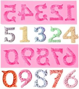 YunKo 2Pack Silicone Fondant Number Molds 0-9 3D Embossed Fondant Chocolate Clay Mold with Stick Hole for Decorating Cake Candy Chocolate DIY Cake Decorating