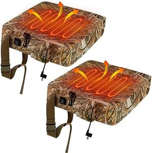 Barydat 2 Pack Heated Hunting Seat Cushion Warm Waterproof Reed Camouflage Portable Pad 16 x 14 x 3.5 Inch for Outdoor Tree Ladder Stand Ice Fishing Hiking Camping Sporting Events (without battery)