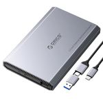 ORICO Aluminum USB C Hard Drive Enclosure for 2.5 Inch SATA SSD/HDD, USB 3.2 GEN 2 USB C to USB A/C 2 in 1 Cable, Support macOS Windows Linux OS, Compatible with Samsung Crucial WD Drives(DD25-C3)