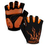 MOREOK Cycling Gloves Bike Gloves for Men/Women-[5MM Gel Pad] Biking Gloves Half Finger Bicycle Gloves Exercise Workout Gloves for Cycling/Weight Lifting/Gym/Motorcycle/Outdoor-050-ORANGE-M