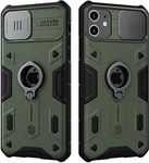 Nillkin CamShield Armor iPhone 11 Case with Kickstand and Camera Lens Cover, Shockproof Hard PC Back and Soft Silicone Bumper Hybrid Protective Cover for iPhone 11 6.1 inch Green