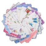 EEEKit 20PCS Women Cotton Handkerchiefs, Vintage Floral Print Handkies for Wedding Party, 11X11in