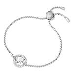 Michael Kors Women's Stainless Steel Silver-Tone Slider Bracelet with Crystal Accents, Standard, Non-Precious Metal, crystals