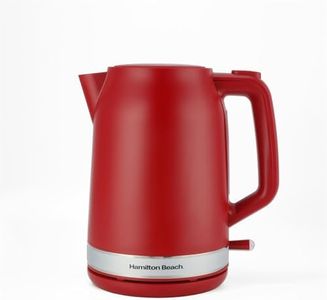 Hamilton Beach Electric Kettle, Ella, 1.7L, Boil Dry Protection, Auto Shut Off, Detachable Filter, Lift & Grip Handle, Push Button Lid, Water Level Window, UK Strix Technology, Matte Red - HBK3045MR