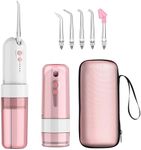 Water Dental Flosser Teeth Pick, Portable Water Flossers for Teeth Cleaning Rechargeable Oral Irrigator with Case, 4 Modes & 5 Jet Tips Cordless Water Teeth Cleaner IPX7 Waterproof for Home Travel