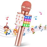 Toys for 3-12 Year Old Girls, Boys Exssary Microphone for Kids Gifts 8-12 Years Old Karaoke Microphone Christmas New Year Gifts for 4 5 6 7 8 Year Old Girls Wireless Microphone Rose Gold