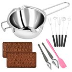 Worldity 11 Pieces Chocolate Dipping Tool, Stainless Steel Double Boiler Pot Set, Dipping Fork Spoon, Decorating Spoons, Candy Making Supplies for Making Chocolate Cake Candy Dessert