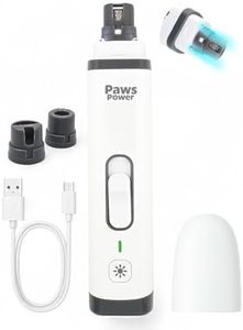 Paws Power Dog Nail Grinder with LED Light – Quiet Pet Nail Trimmer for Dogs & Cats – 2-Speed Rechargeable Claw Grinder, 3 Ports for All Sizes – Electric, Low Noise, Safe Grooming Tool