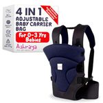 Ashraya Baby Carrier Bag, Baby Holder for New Born, Baby Carrier Bag for 0 to 3 Year Baby,4 in 1 Comfortable and Adjustable Bag with an Ergonomic Solution for Baby up to 3 Years (NavyBlue & Black)