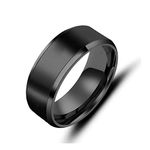 Jewelry 8mm Stainless Steel Black Wedding Rings Bands for Mens and Womens - (Black Size 7)