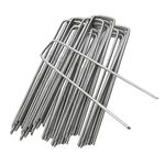 ANSIO Pack of 50 - Garden Pegs Stakes Staples Securing Lawn U Shaped Nail Pins - 150mm/6 Inch, Ideal for Weed Control Membrane/Fabric/Artifical Grass/Matting/Netting Galvanised Ground Peg