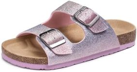 FITORY Girls Slide Sandals, Cork Slipper with Adjustable Straps for Toddler Pink Size 10