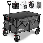 Sekey 200L Folding Festival Trolley with All-Terrain Wheels and Brake, Heavy-Duty Cart Loadable up to 150KG, Patented Four-Directional Foldable Design, Wagon for Beach Camping Garden Shopping, Grey