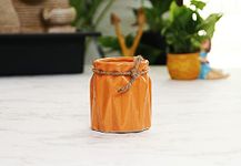 Leafy Tales Mystic Shape Ceramic Pot, Orange,1 pc