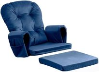 Osunnus 5PCS Rocking Chair Cushion Set Velvet Glider Rocker Replacement Cushions with Ottoman Cushion Storage Pockets for Indoor Nursery Glider Rocking Chair, Navy Blue