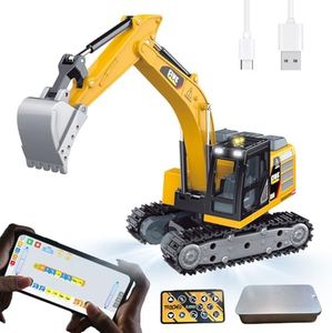 DAOGU Remote Control mini Excavator,1:64 RC Alloy Construction Vehicle Toys, STEM Tools for Learning Programming for Boys 3 4 5 6 7 8-12 Year Old Kids Christmas Birthday Gift (mini Excavator)