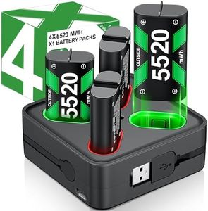 Charger for Rechargeable Xbox One Controller Battery Pack with 4x5520mWh Batteries for Xbox Series X|S, Battery Charger Station for Xbox One S/Xbox One X/Xbox One Elite (2300mAh=5520mWh)