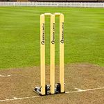 FORTRESS Spring Back Cricket Stumps - 28in ICC Regulation Stumps for Cricket | Club & Pro Styles | Spring Back Wickets & Bails | Freestanding Cricket Set for Seniors (Club (Hardwood))