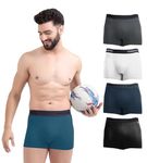 FREECULTR Men's Underwear Anti Bacterial Micromodal Airsoft Trunk - Non Itch No Chaffing Sweat Proof - Ash Grey,Cloud White,Midnight Blue,Prussian Blue,Pot Black Size 2XL Pack 5