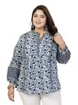 Stylum Plus Size Women Floral Printed Cotton Top (TOPVENUSPLUS50_Navy Blue, 5XL)