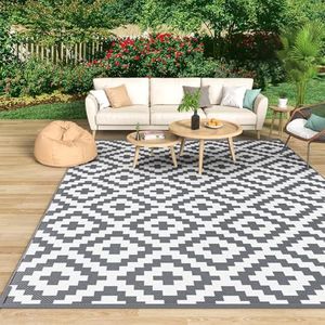 Mokani Tappeto da esterno (150x240cm), Tappeto per esterni, antiscivolo, in plastica, resistente ai raggi UV, impermeabile, per giardino, patio, spiaggia, picnic, campeggio, cortile