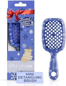 UNbrush Mini Holiday Hair Brush for Pain-Free Brushing On All Wet/Dry Hair Types — Mini UNbrush Detangling Brush with Durable Anti-Static Bristles, Lightweight & Vented — Christmas Hair Care Gifts