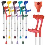 Ossenberg Classic Open Cuff Ergonomic Grip Elbow Crutches – Red – Pair | Lightweight Height Adjustable Economy Comfort Coloured Forearm Crutches for Adults Men & Women Mobility and Walking Aids